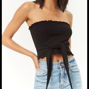 Forever21 Tie Front Tube Top in Black S NwT